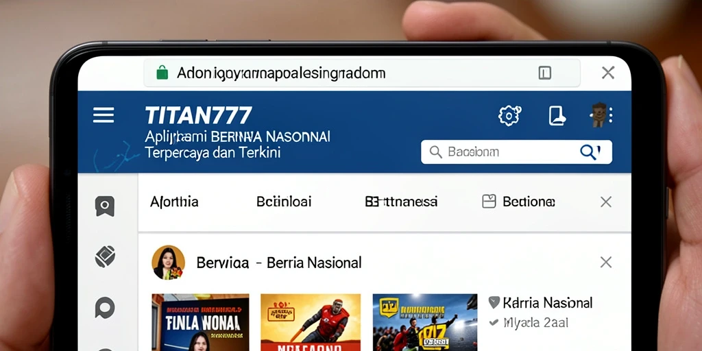 Antarmuka aplikasi TITAN777 menampilkan berita terkini dengan desain yang menyenangkan.